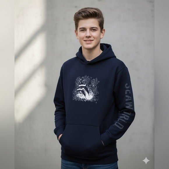 Seaworld Other - SeaWorld Boys Navy Blue Graphic Pullover Hoodie Sweater Size Large EUC 🐈